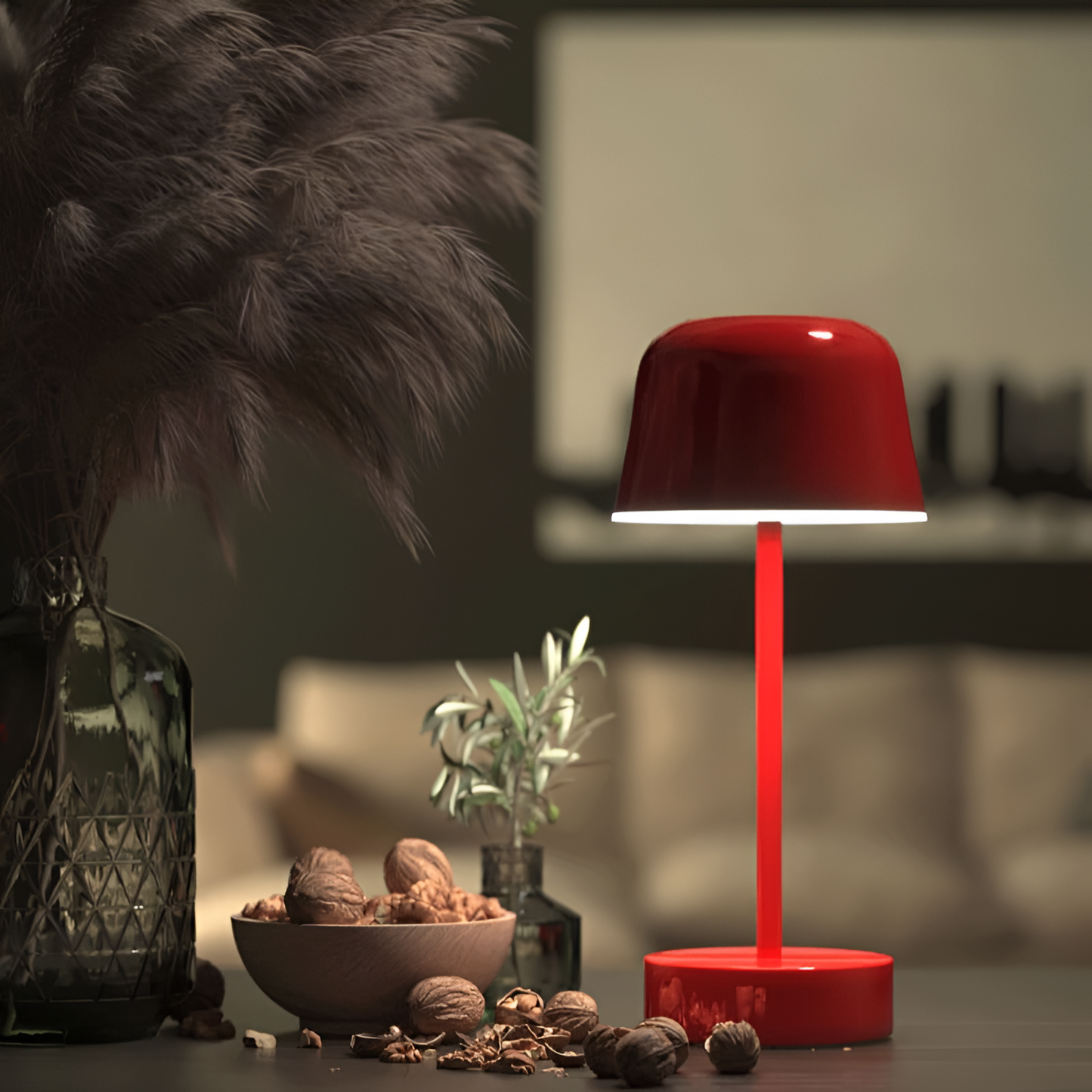 Cordless LED table lamp in retro design